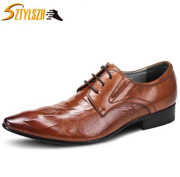 

dress shoes luxury genuine leather lace up men formal party office man classic retro oxfords rubber sole zapatillas hombre, Black