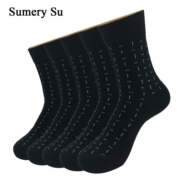 

5 pairs/lot mens dress socks cotton dashed pattern casual wedding black sock male 4 styles