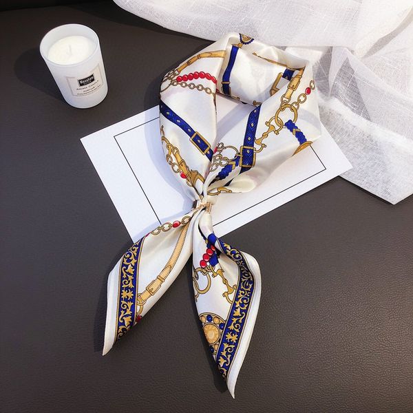 

50 50cm new arrival belt chain scarf for ladies 100% pure silk scarf design small square scarf women neckerchief twill shawl, Blue;gray