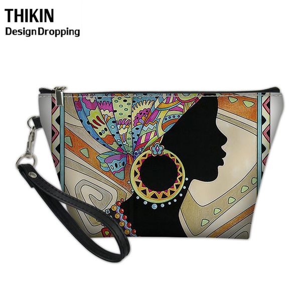 

thikin fashion african ethnic pattern women make up bag aftro ladies cosmetic box professional tasje custom vanity bags for girl