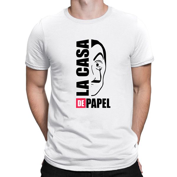 

мужчины смешной тенниски прохладного дизайн la casa de papel tshirt деньги heist тройники телесериал вершина дома из бумаги t-shirt повседне, White;black
