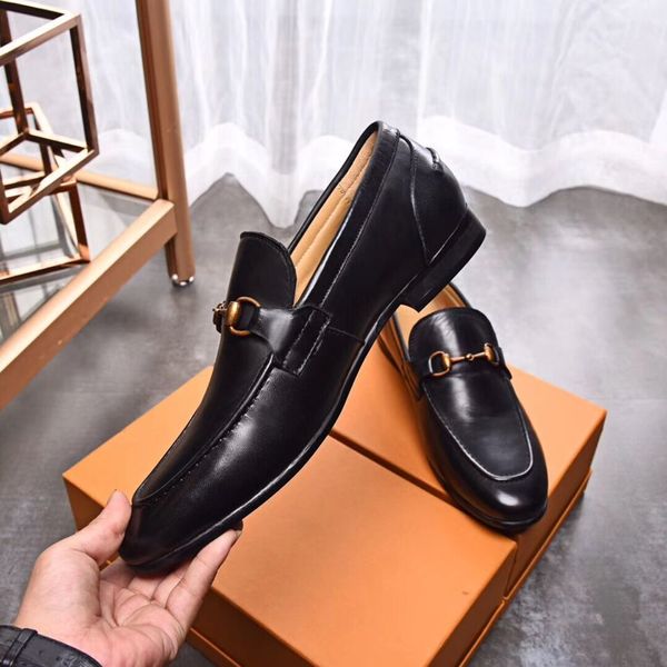 

39-44eu 2019 spring summer fall mens black brown genuine leather flat rubbe sole buckle strap dress loafers