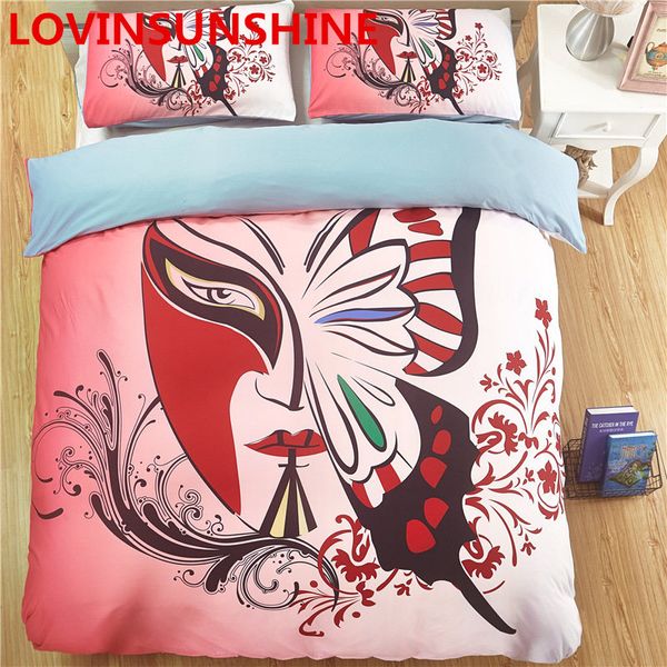 China Style Beijing Opera Mask Printing Bedding Set Duvet Cover