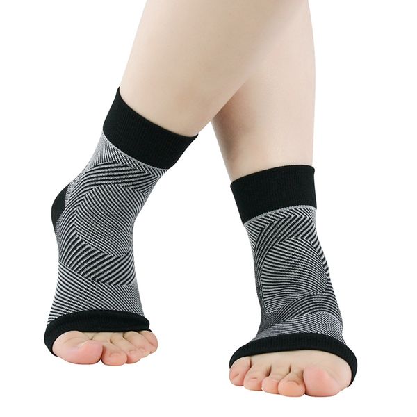 

ankle support 1 pair fitness compression protector anti-sweat basketball football tennis feet wrap brace p, Blue;black