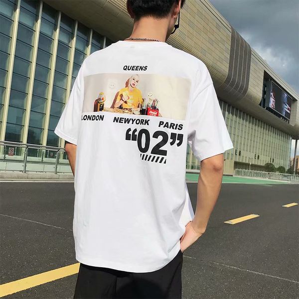 

men's t-shirts t-shirt 2021 style summer loose-fit cool printing short-sleeved youth students trend half sleeve, White;black