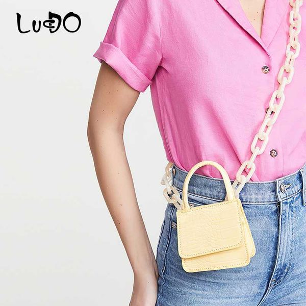 

lucdo 2020 fashion acrylic chain crocodile pattern shoulder messenger bag crocodile pattern leather women handbag