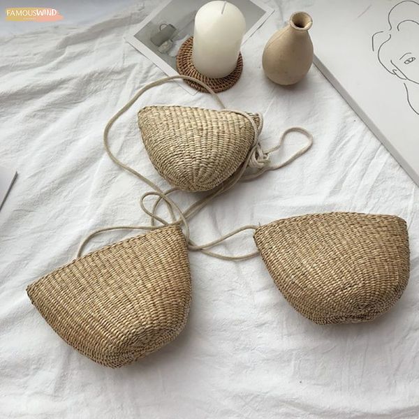

2020 women straw bag bohemian straw rattan travel beach handbag small shell hobo lady vintage crossbody bags