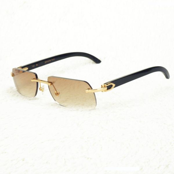 

designer black buffalo horn sunglasses men for driving fishing shades for male women's fashion wholesale rimless glasses frame ca, White;black