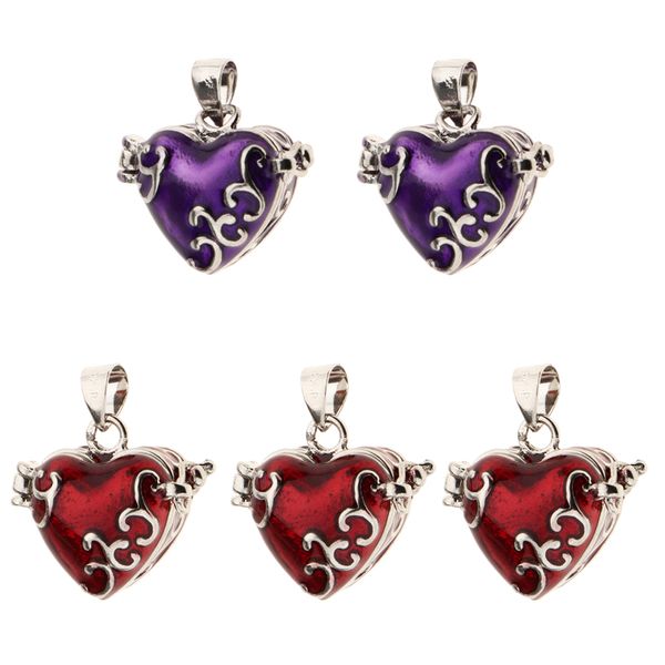 

5 pieced fancy enamel heart shape cremation memorial pet human urn pendant, Silver