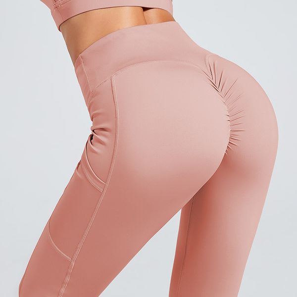 

yoga outfits high waist leggings tummy control push up fitness women solid color with pockets sport pants, White;red