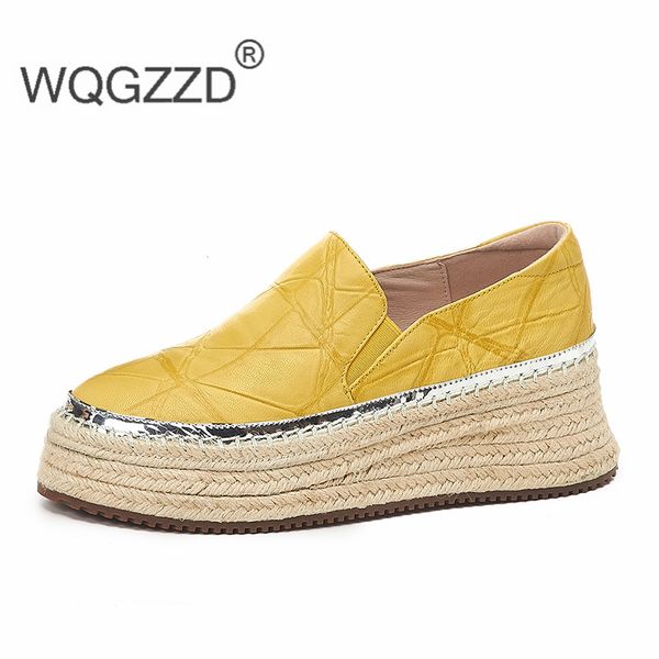 

loafers women flat shoes women genuine leather casual platform shoes, Black