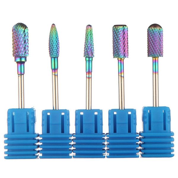 

abvp 5pcs colorful nail grinding head 3/32 cuticle clean nail drill bit manicure tool