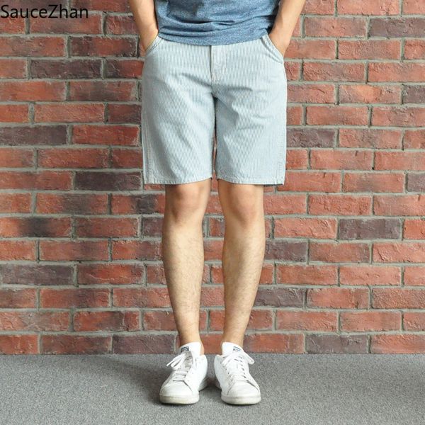 

saucezhan vintage striped shorts retro shorts 70' s overalls american vintage may khaki men, White;black