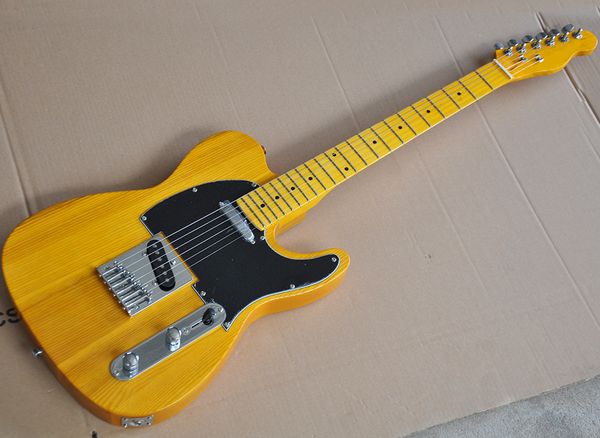 

фабрика оптовая желтая электрогитара с телом золы,желтой шеей клена, можно подгонять как reques