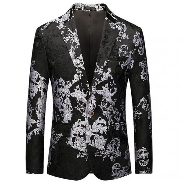 

новые белые жаккардовые мужчины blazer luxury business casual party ночной клуб мужской пиджаки плюс размер 6xl однобортный man курток, White;black