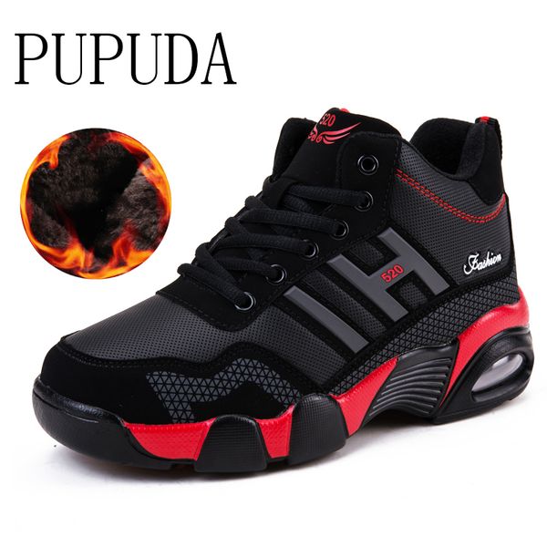 

pupuda men sneakers winter shoes men high basketball shoes autumn sport running cotton sneakers good quality snow boots men, Black