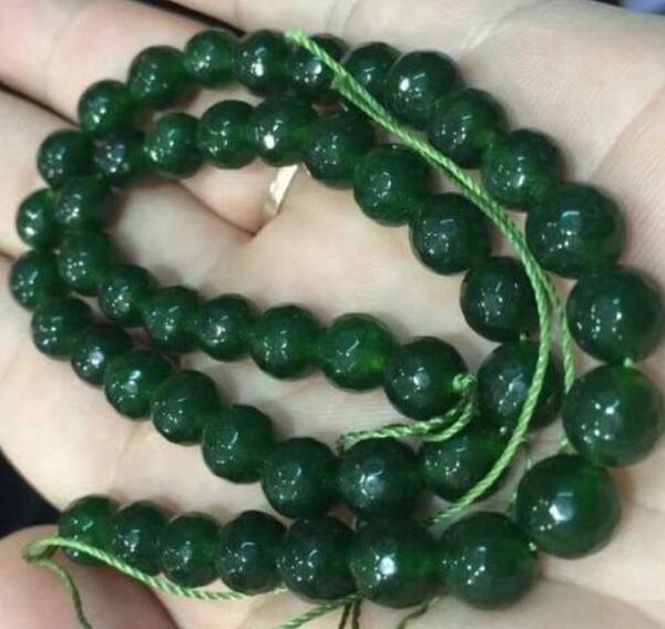 

+ new 8mm faceted natural green round loose beads 15", Silver