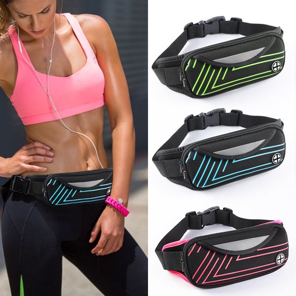 

fgoiball striped running waist bag outdoor riding sports mobile phone belt waterproof mobile phone waist bags 8 colors