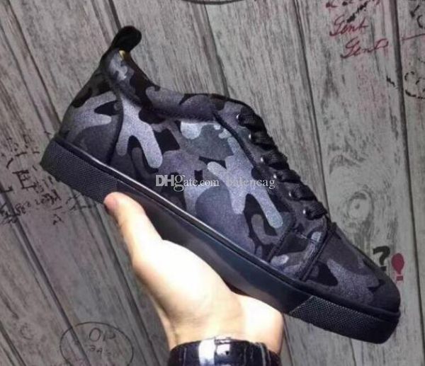 

red bottom men flat casual shoes camo suede sneakers rantus orlato low cut trainers camouflage brand designers 35-47, Black