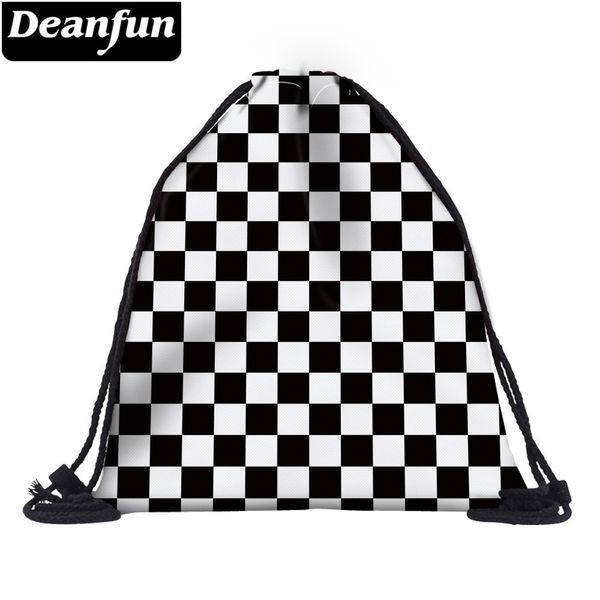 

deanfun women 3d printing drawstring bag black white geometric backpack travel softback mens backpacks 28316