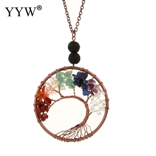 

природный камень кристалл дерево jewelry жизни подвески рэйки чакра arbol de la vida colgante мужской моды для зарабатывания ожерелья, Silver