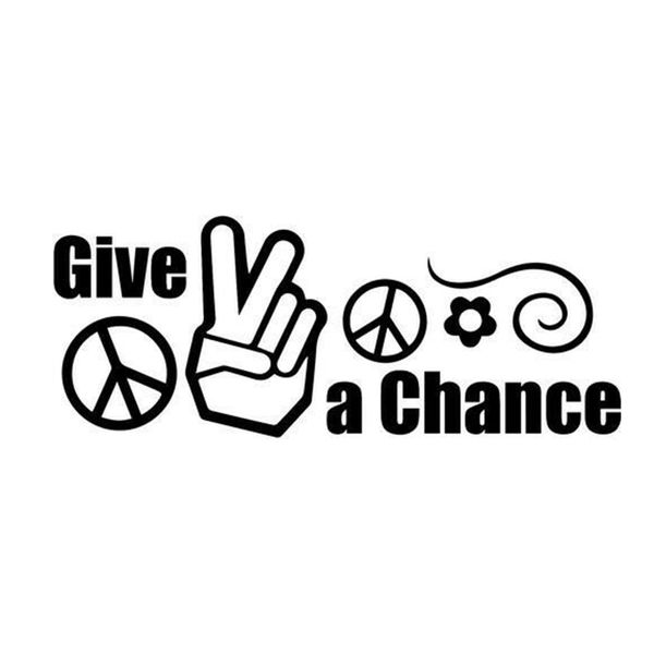 

18*7cm give peace a chance car sticker home decor car truck window decal sticker car decor