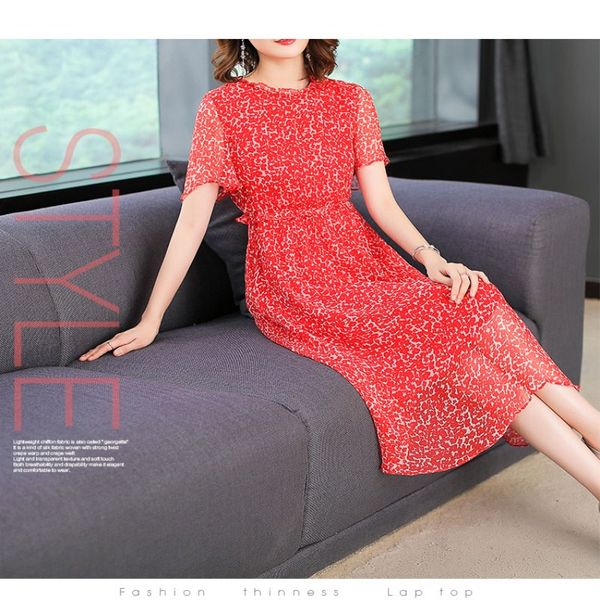 

2019 new silk faux dress summer clothes for women plus size large party dresses elegant noble retro print floral robe dress, Black;gray