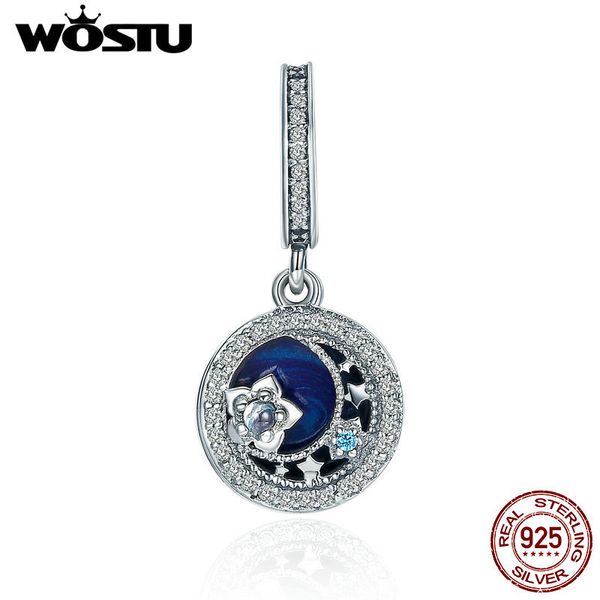 

100% 925 sterling silver прекрасный night moon stars мотаться подвески браслет fit оригинальной аутентичной diy подарка ювелирных изделий c3, Bronze;silver