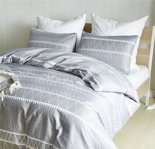 Bohemian Soft Cozy Duvet Cover Set Lightweight Soft Grey Triangle