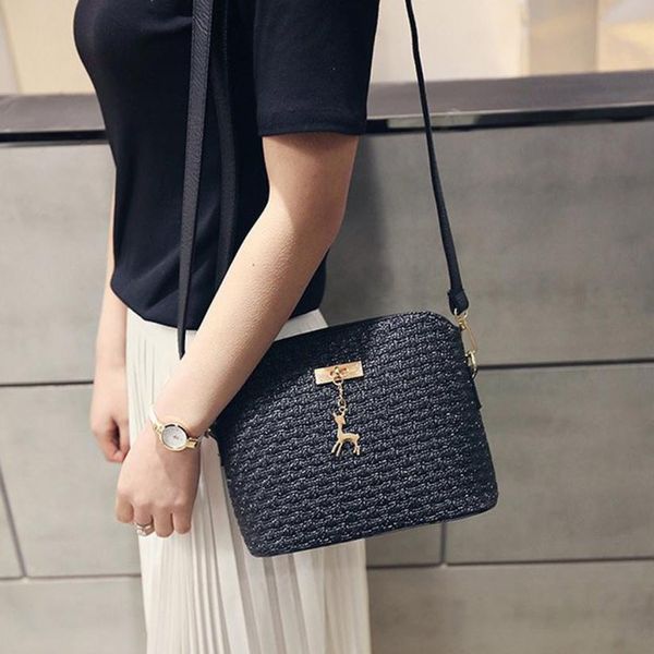 

women's shoulder bag 2018 new leather crossbody bag weave small deer shoulder messenger female phone money bags