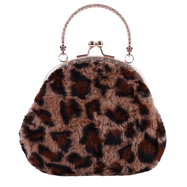 

fashion autumn and winter new women's bag trend ladies messenger bag chain handbag leopard print shoulder plush