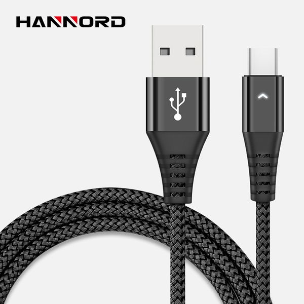 

Hannord Micro USB кабель типа C Fast зарядный кабель 2.4A LED Нейлон Плетеный Android телефон заряд