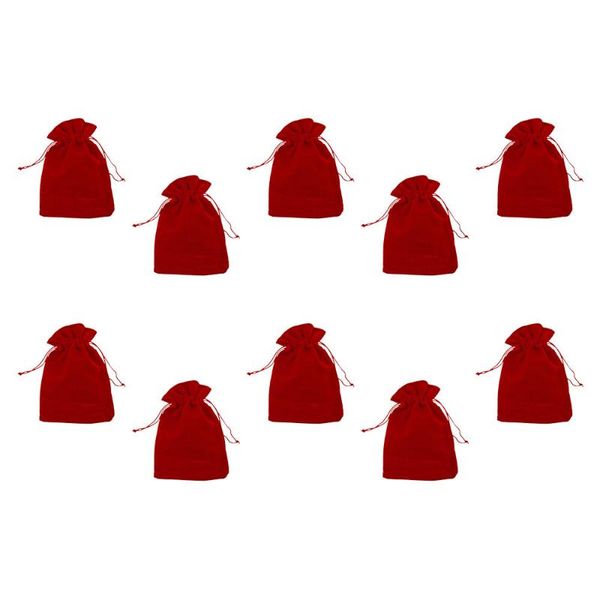 

gift wrap 10pcs 12x9cm red velvet drawstring pouches bags earrings jewelry packaging bag wedding christmas