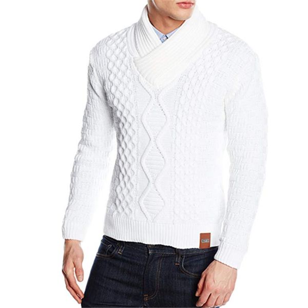

autumn winter men sweaters fashion long sleeve v-neck lingge solid color knitted pullovers slim casual thick sweaters for male, White;black