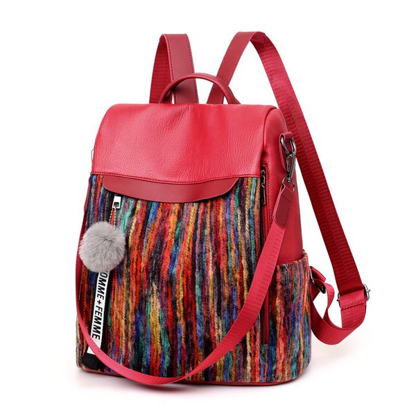

мода красочные противоугонные женские рюкзаки искусственная кожа женский дорожный рюкзак для девочек-подростков школьный рюкзак mochila femi