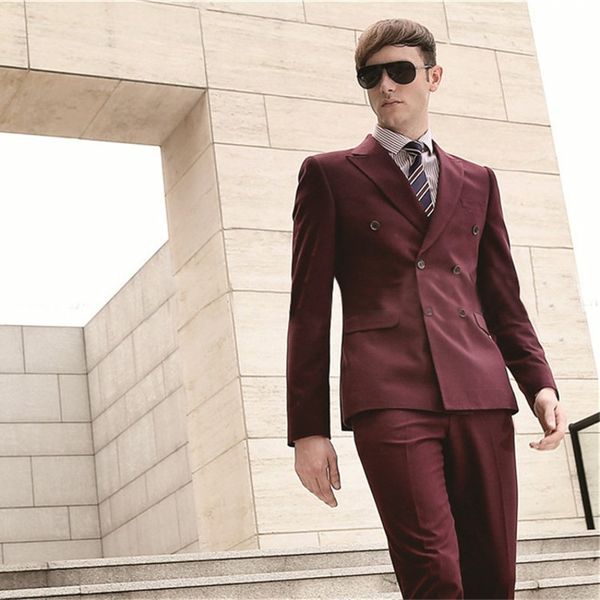 

popular double-breasted groomsmen peak lapel groom tuxedos groomsmen man suit mens wedding suits bridegroom (jacket+pants+tie) b224, Black;gray