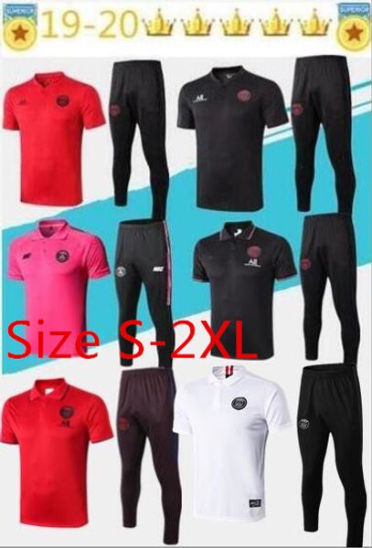 

19 20 psg fr short sleeve shirt trousers soccer training suit survetement psg 2019 football polo shirts tracksuit maillot size s-2xl, Black;yellow