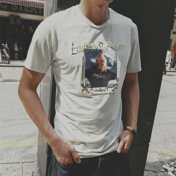 

mens summer tshirt casual style short sleeve round neck letter printing with 2 colors asian size m-3xl, White;black