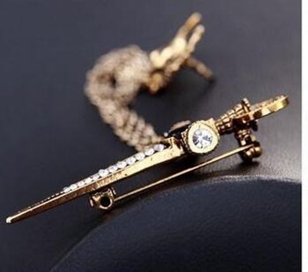 

wholesale-specific character dress accessories european and american retro brooch cross skull & wings crystal brooch pin men, Gray