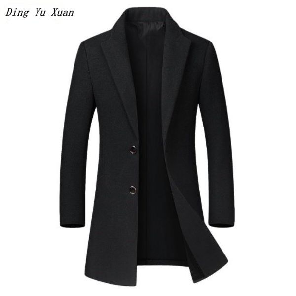 

mens mandarin collar overocats wool jacket black gray burgundy plus size men autumn woolen trench coat winter long windbreaker, Tan;black