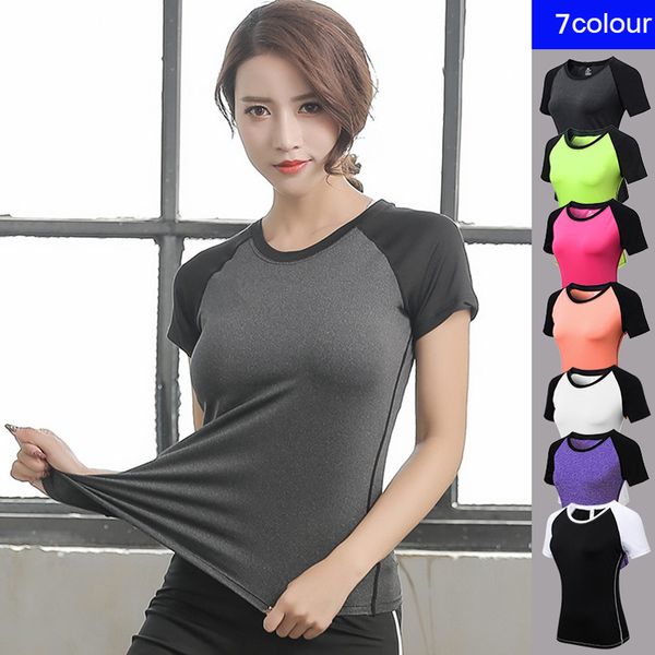 

womens t shirt trainning women's shirt sport sports wear for women gym woman sport fitness women compression t-shirt gym, Black;blue
