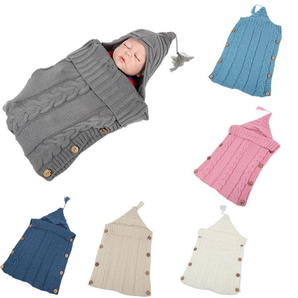 

baby sleeping bag warm hooded baby stroller sleeping bag yarn knitted button pgraphy cute practical sleeping blanket