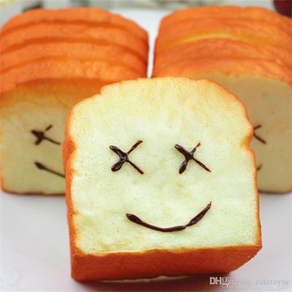

kawaii jumbo squishies toast bread squishy super slow rising phone straps holder scent soft bun charms food collectibles toys t344