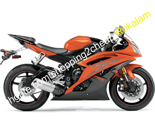Per Yamaha Moto YZF R6 YZF600 YZFR6 Arancione Nero ABS Carrozzeria Kit Carena 2008 2009 2010 2011 2014 2015 2016 (Stampaggio ad iniezione)