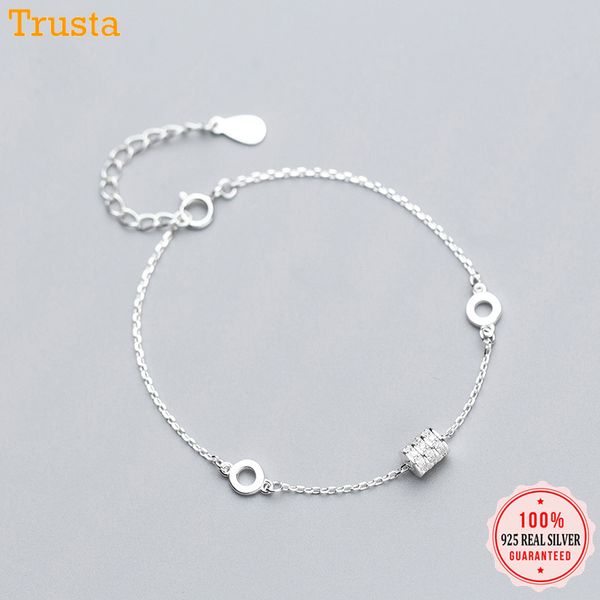 

trustdavis 100% 925 solid real sterling silver sweet hollow round cz anklets bracelet for teens girls lady gift da366, Black
