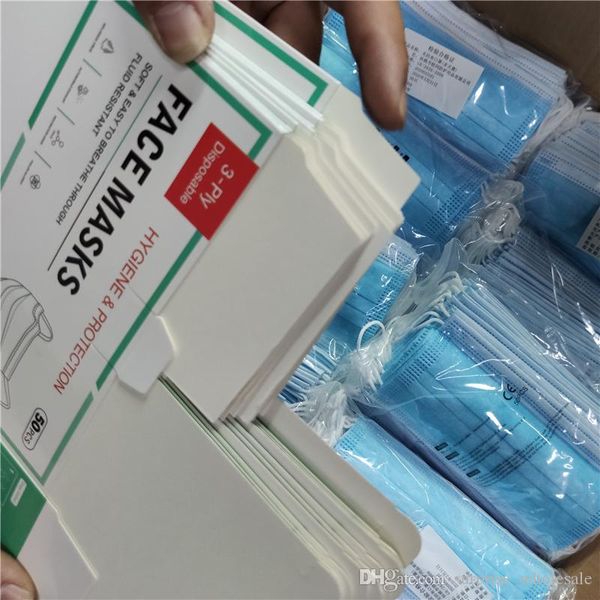 

large quantity in stock face mask with box 3 layer ear-loop dust mouth masks 3-ply non-woven disposable dust mask dhl