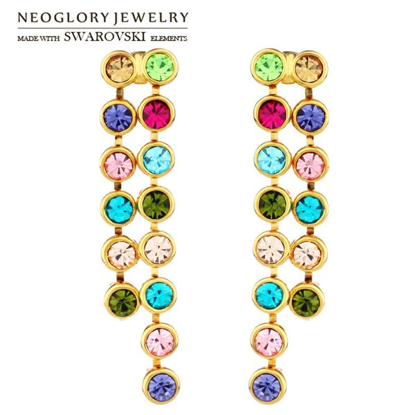 

neoglory оден rhinestone круглые бусины длинные серьги падения геометрические красочные цепи партии модные партии классический daily платье, Silver
