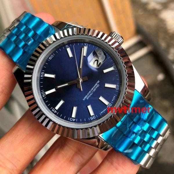 

datejust 41mm steel gray blue dial mechanical automatic mens role watch luxury watches men reloj fashion wristwatch, Slivery;brown