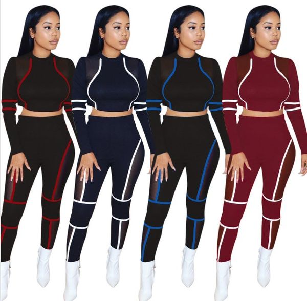

women designer sport suits 2019 womens + pants active style clothing lace hollow out panelled women fashion tracksuits, White