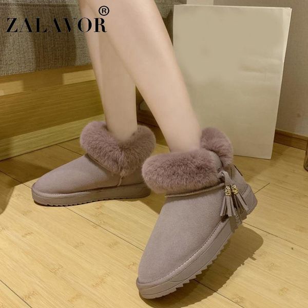 

zalavor 5 цвет женщины лодыжки снег сапоги зима keep warm сгущает fur хлопок обувь женщины добавить плюшевые повседневный квартиры boots раз, Black
